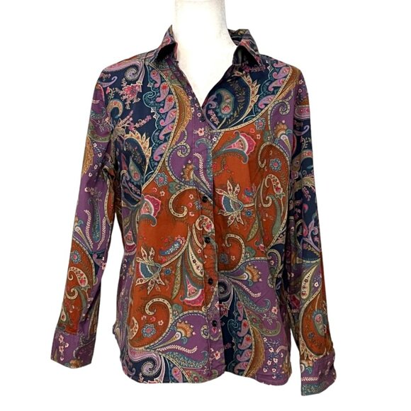 Coldwater Creek Tops - Coldwater Creek Women's Top Button Down Shirt Long Sleeve Pasiley Size XLP